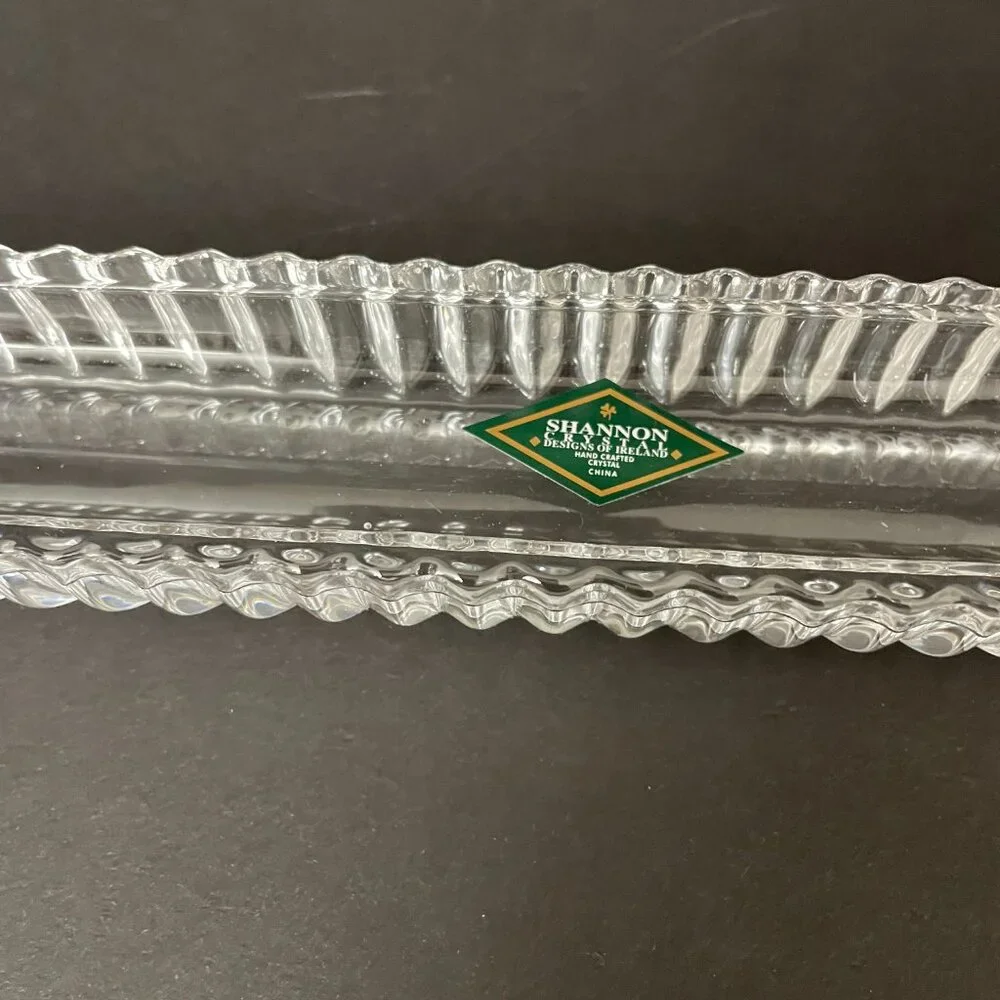 Shannon by Godinger Harmony Crystal Olive Tray 16 1/8